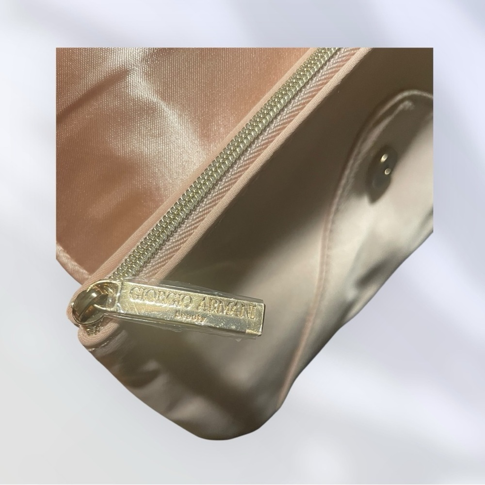 Giorgio Armani Cream Leather Clutch with Logo - Picture 3 of 4